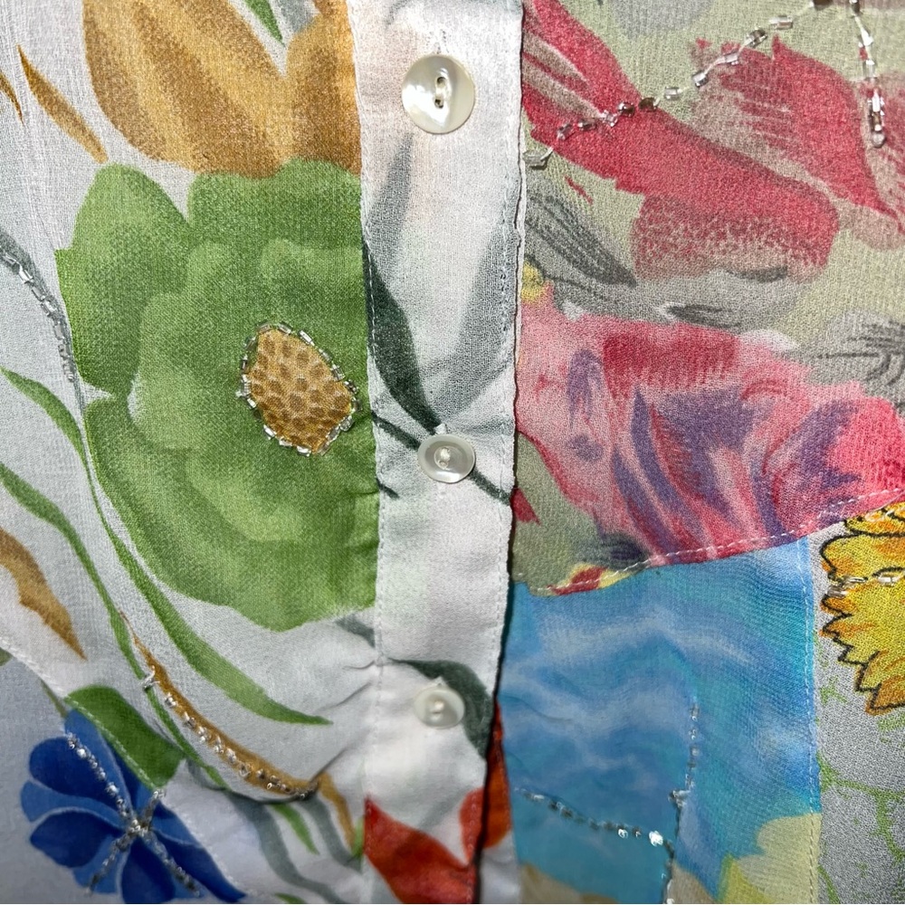 Sacred Threads Floral Patchwork Two-Piece Top And… - image 3